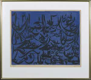 Christian Dotremont - Litho, Zonder titel - Ingelijst verkocht voor € 1!