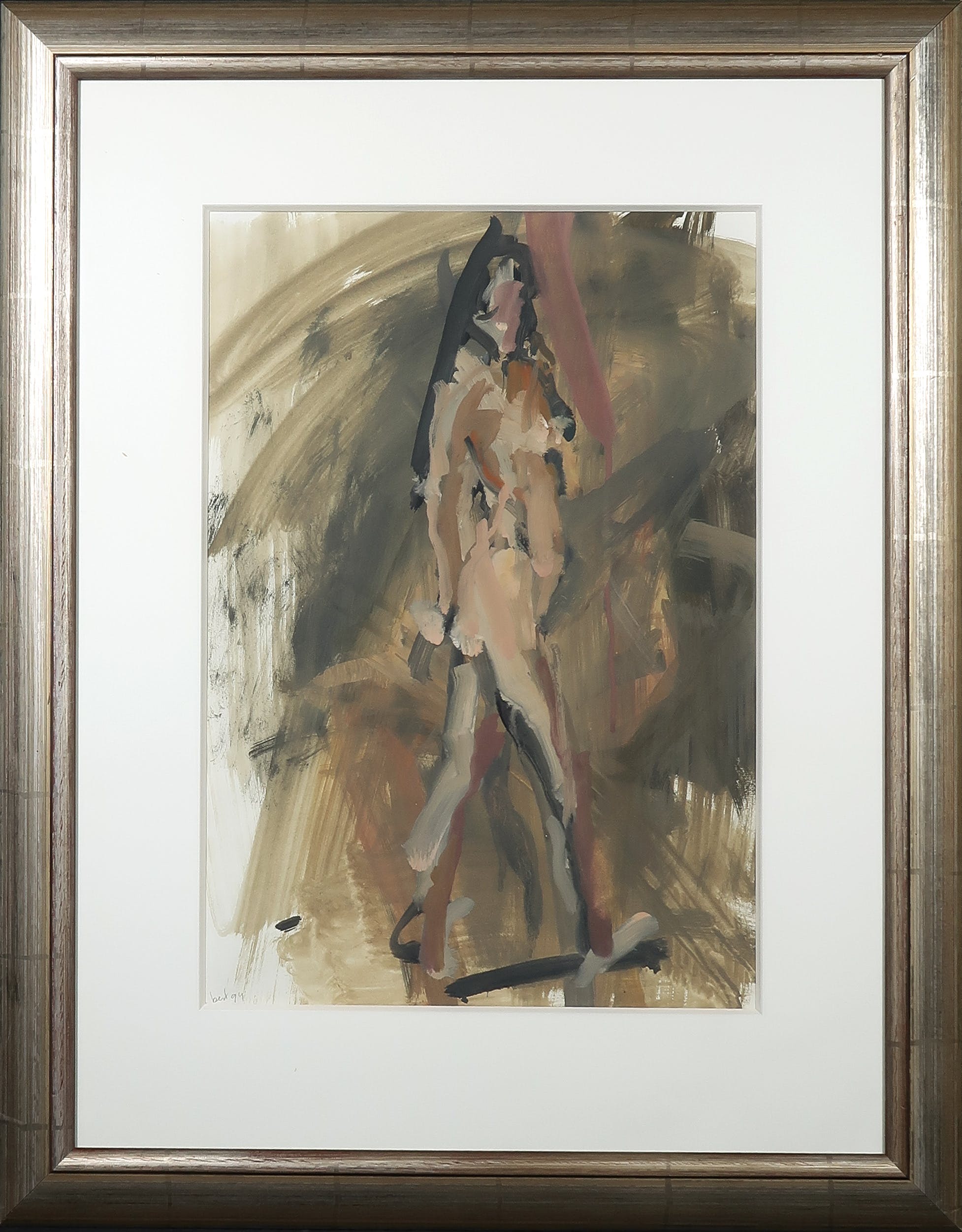 Bert van Zelm - Gouache, Naakt - Ingelijst verkocht voor € 100!