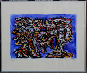 Theo Wolvecamp - Ingelijste zeefdruk: abstracte compositie - 1989 kopen? Bied vanaf 250!