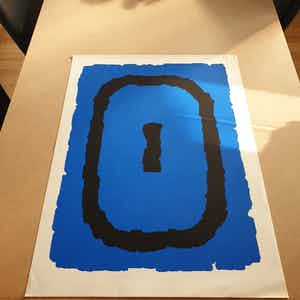 Bram Bogart - Zwart op blauw verkocht voor € 100!