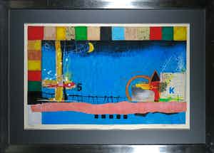 Theo Koster - Zeefdruk en collage, Nightfall - Ingelijst (Groot) verkocht voor € 50!