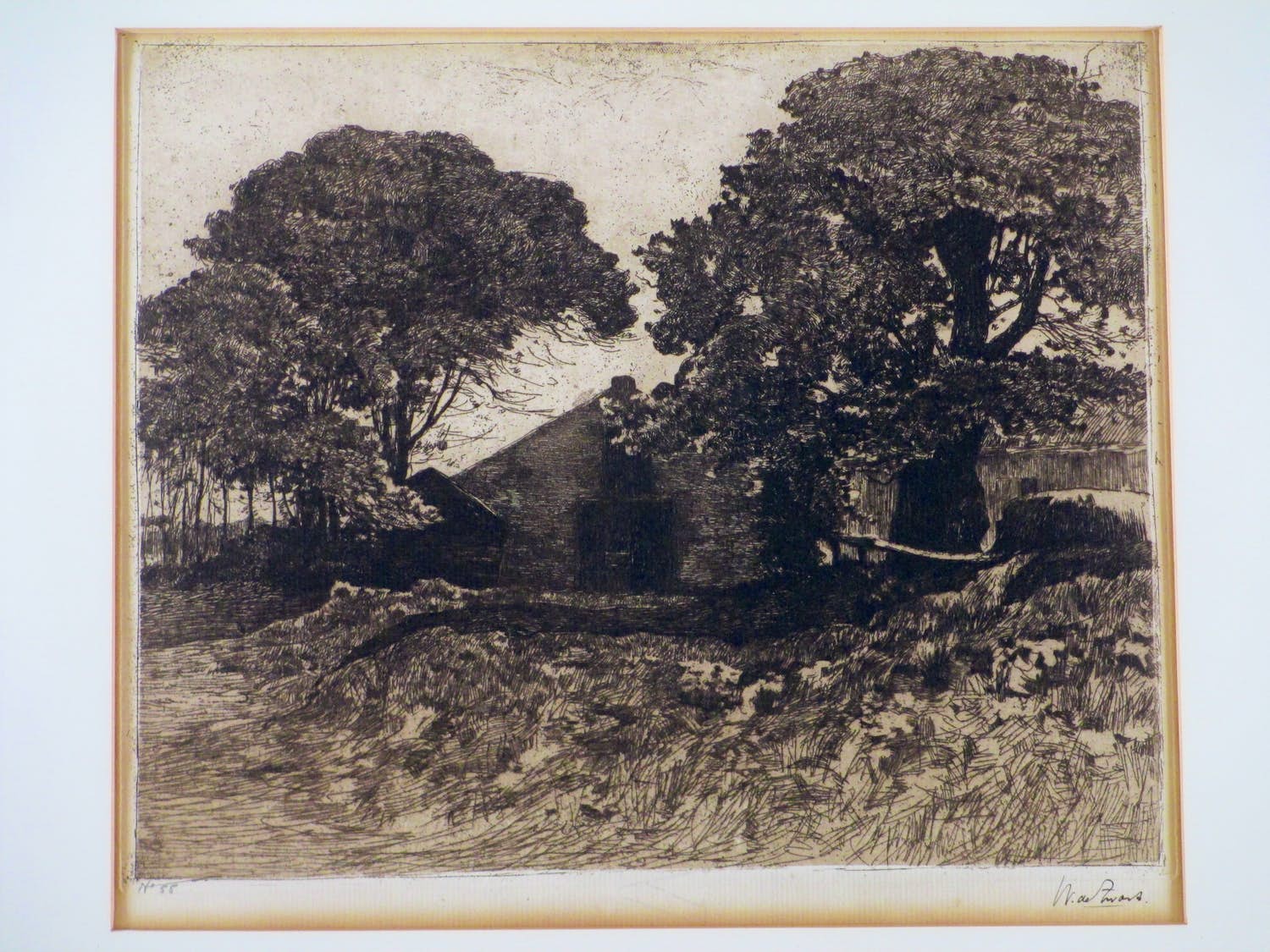 Willem de Zwart - Boerderij in Dekkersduin - Ets 1885 verkocht voor € 70!