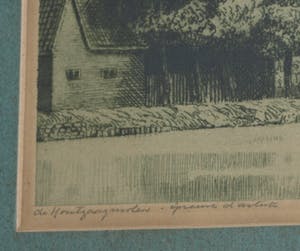 Dirk Harting - Ets , Houtzaagmolen “De Eenhoorn”, Haarlem – gesigneerd & ingelijst – ca 1935 kopen? Bied vanaf 25!