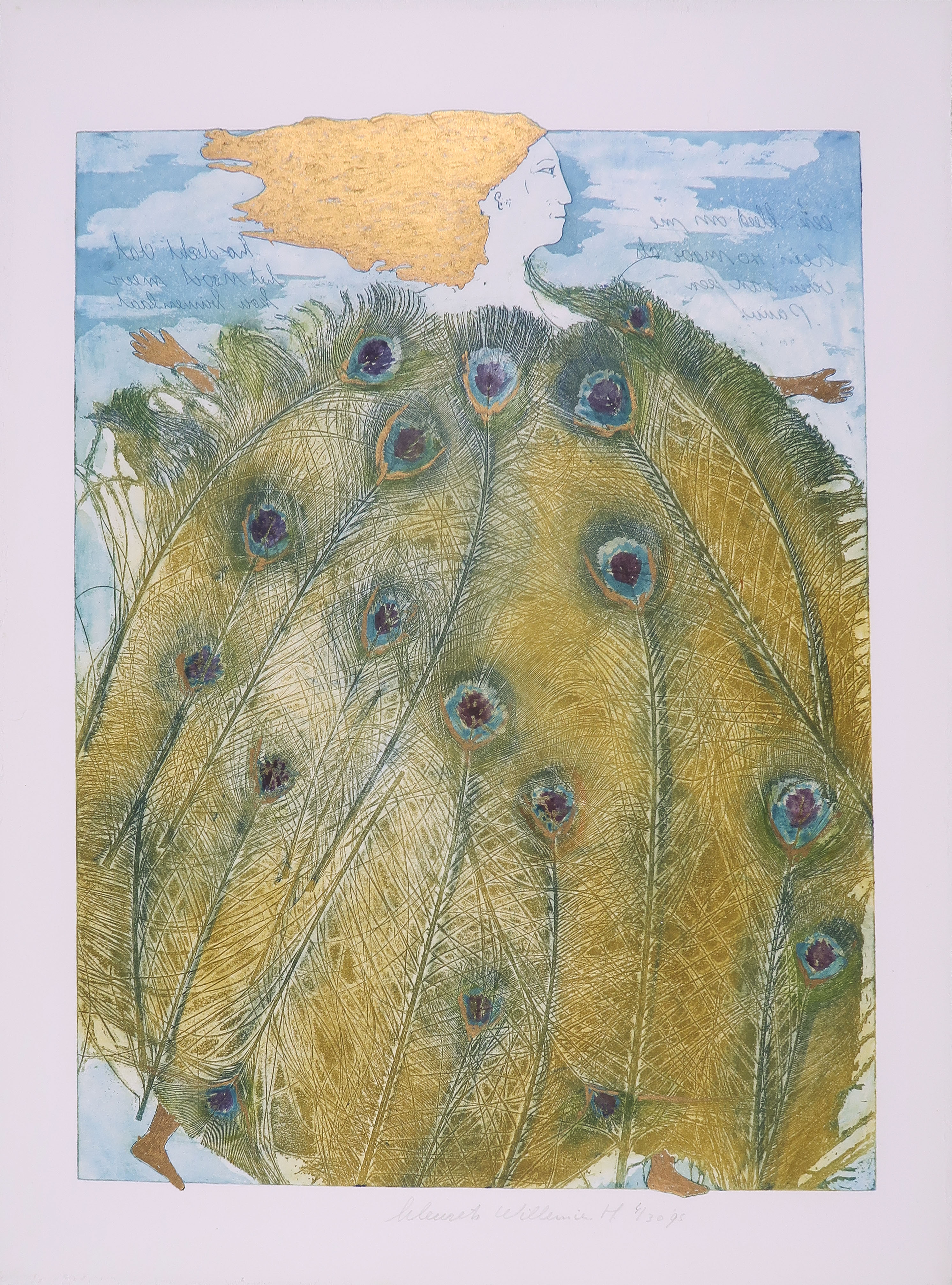 Willemien Holterman - Kleurenets, Vrouw met pauwenveren kopen? Bied vanaf 1!