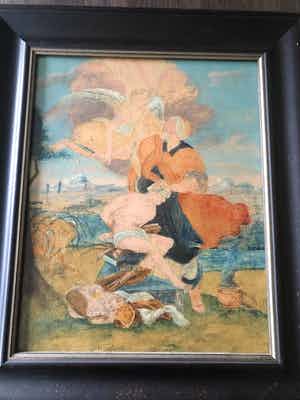 Niet of onleesbaar gesigneerd - Bijbelse voorstelling verkocht voor € 1!