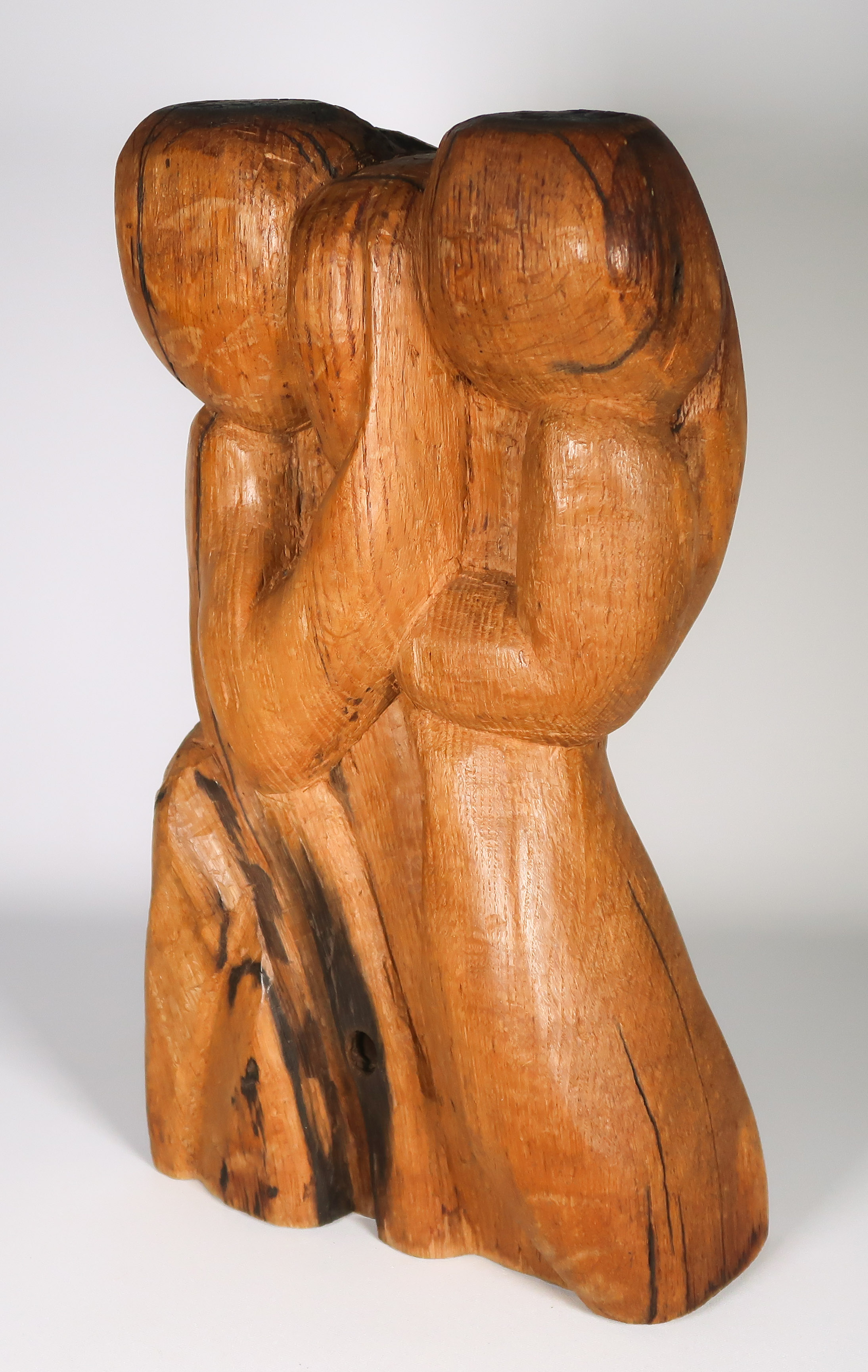 Niet of onleesbaar gesigneerd - Houten sculptuur, Tweeling kopen? Bied vanaf 1!