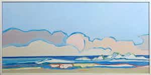 Paul Overhaus - Acryl op board, Blauwe wolk - Ingelijst verkocht voor € 70!