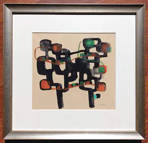 Dora Tuynman - Abstracte compositie, gouache (mooi ingelijst) kopen? Bied vanaf 1500!