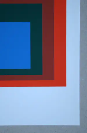 Josef Albers - Homage to the Square - Blue + darkgreen with 2 reds - Zeefdruk - 1971 kopen? Bied vanaf 100!