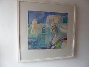 Wim Drion - Gouache op papier, titel. "Rendez-vous kopen? Bied vanaf 25!