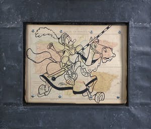 Jan Bollaert - Gemengde techniek op landkaart, Wereldcultuur 5 - Ingelijst kopen? Bied vanaf 40!