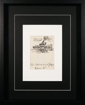 A.R. Penck - Tekening in viltstift, Für Sabine und Jürgen, Ostern '65 - Ingelijst kopen? Bied vanaf 1!