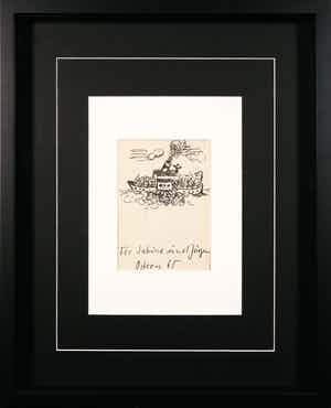 A.R. Penck - Tekening in viltstift, Für Sabine und Jürgen, Ostern '65 - Ingelijst verkocht voor € 1!