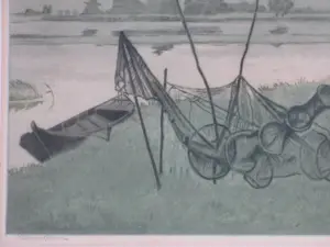 Harmen Eikema - Visfuiken aan de oever - Kleurets kopen? Bied vanaf 35!