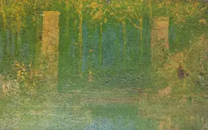 Niet of onleesbaar gesigneerd - Landschap met bomen en vijver -olieverf 1938- kopen? Bied vanaf 1!