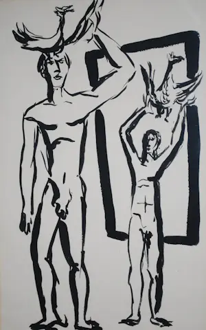 Gust Romijn - 1952: grote inkttekening kopen? Bied vanaf 175!