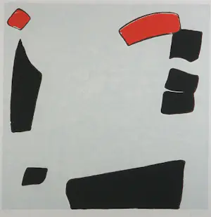 Wil Klaassen - Zeefdruk op papier, Z.T. Abstracte compositie - Ingelijst kopen? Bied vanaf 50!