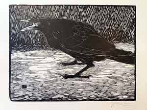 Jan Mankes - Houtsnede “Schreeuwende kraai” 1918 verkocht voor € 300!