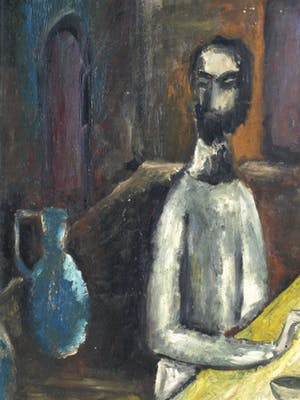 Niet of onleesbaar gesigneerd - Olieverf op board , “Aan de tafel” – gesigneerd & ingelijst kopen? Bied vanaf 10!