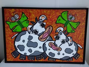 Caja Wong Chung - 2 vrolijke koeien kopen? Bied vanaf 400!