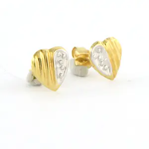 14k bicolour gouden oorknoppen - 6,6 mm x 6,6 mm kopen? Bied vanaf 50!