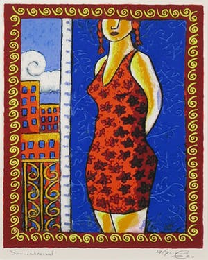 Jacques Tange - Summerdressed, Zeefdruk - Ingelijst kopen? Bied vanaf 70!