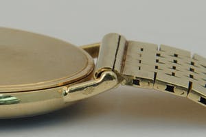 2576- 14 karaats Vintage geel-gouden Quartz horloge TUSAL - Blauwe wijzerplaat! kopen? Bied vanaf 930!