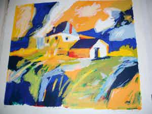 Willem Brauck - Zeefdruk, Titel."La Vallee IV". verkocht voor € 40!