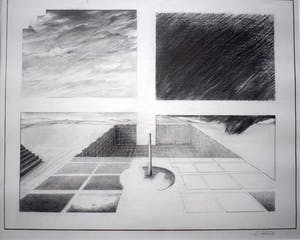 Peter Foeller - Pool - Surrealistische Tekening, Ingelijst kopen? Bied vanaf 45!