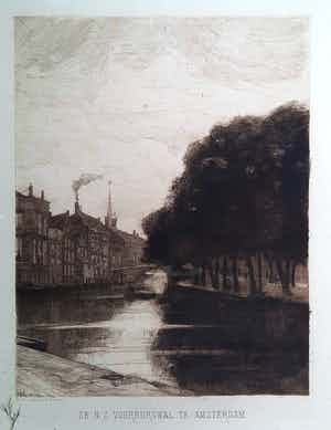 Jan Hillebrand Wijsmuller - N.Z Voorburgwal Amsterdam - ingelijst verkocht voor € 85!