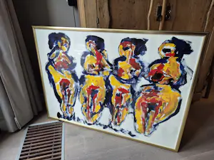 Anton Heyboer - Acryl op geschept papier - 4 vrouwen - gesigneerd m.o. kopen? Bied vanaf 675!