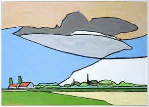 Paul Overhaus - Olieverf op doek op board, Noord-Holland I - Ingelijst verkocht voor € 60!