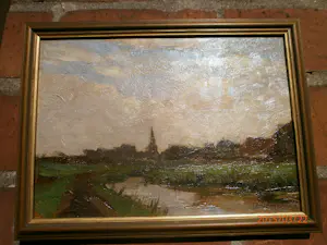 Jan Hendrik Weissenbruch - Polderlandschap met dorpsgezicht kopen? Bied vanaf 520!
