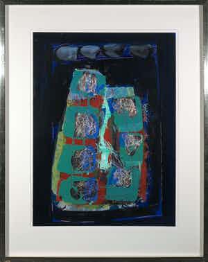 Arty Grimm - Gemengde techniek op karton, Zonder titel - Ingelijst (Groot) verkocht voor € 1!