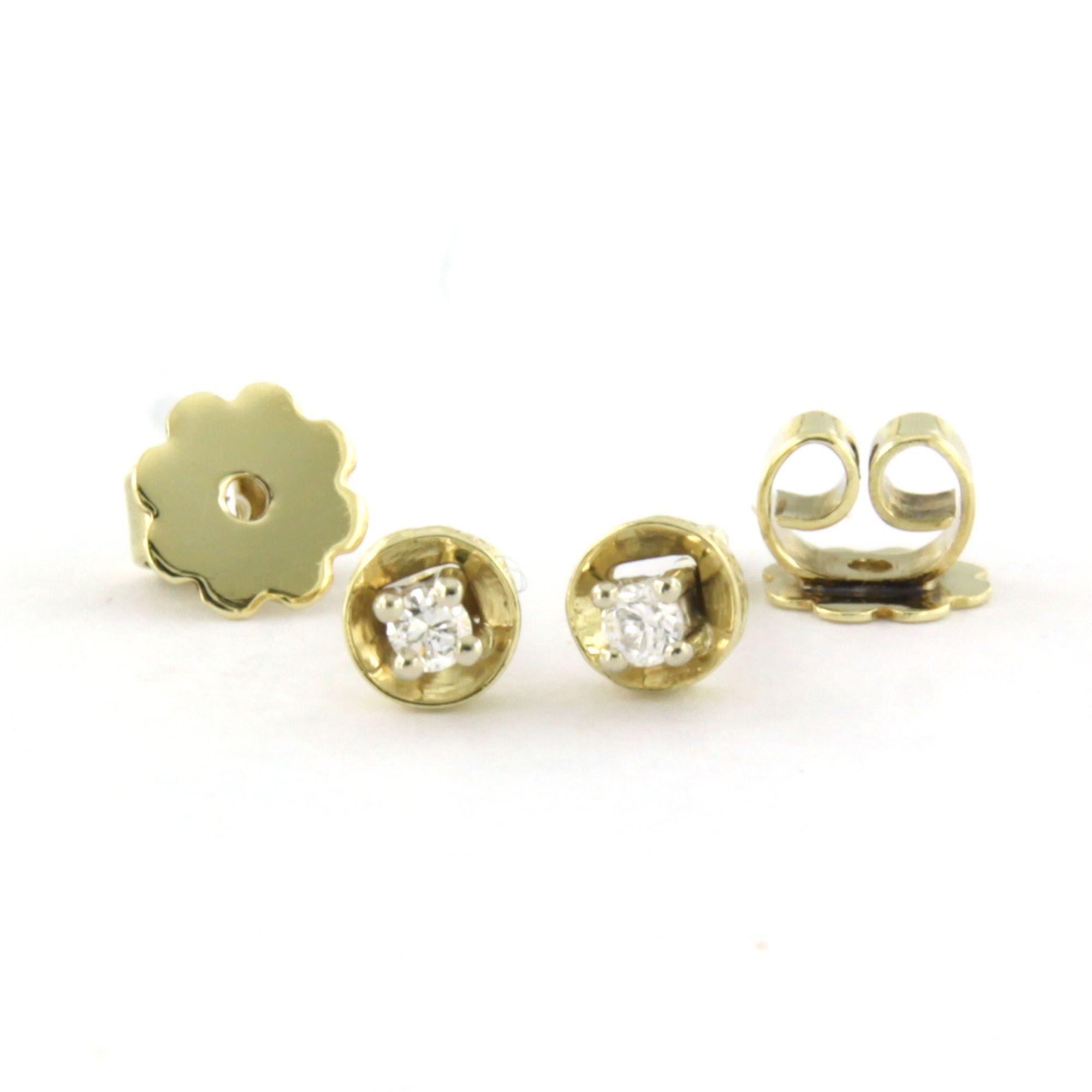 14k geelgouden solitair oorknoppen met briljant geslepen diamanten 0.05ct kopen? Bied vanaf 160!