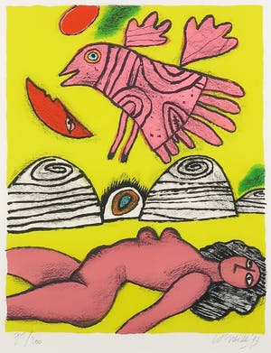 Corneille - Zeefdruk, Memoire de Bali III - Ingelijst kopen? Bied vanaf 120!