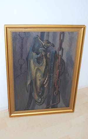 Gerard Post Greve - stilleven met paardenschedel en attributen - olieverf kopen? Bied vanaf 99!