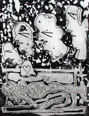 Lucebert - Ets: Paradijs + gedicht - 1981 verkocht voor € 150!