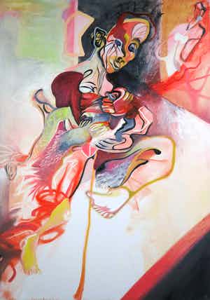 Rachid Ben Ali - Acryl op doek, Zonder titel (Groot) verkocht voor € 500!