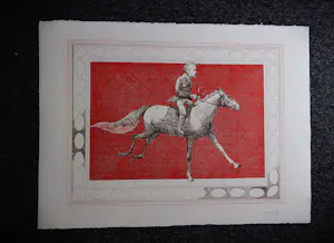 Aat Verhoog - Grote kleuren lithografie - 'Ruitertje' - kleine oplage (40) - potlodgesigneerd kopen? Bied vanaf 39!