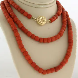 14k gouden slot aan een koralen collier - 80 cm kopen? Bied vanaf 250!