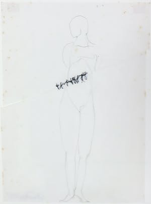 Niet of onleesbaar gesigneerd - Potlood met stof tekening, Figuur kopen? Bied vanaf 1!