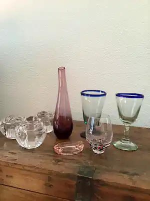 Posselt Kristal - Artdeco asbakje, vaas, glas handmade kristal, 2 hand geblazen wijnglazen, verkauft für € 20!
