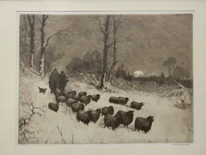 AcheterSal Meijer - (1877-1965) Winterwandeling in landschap met schapen in Laren.? Enchérissez de 95!