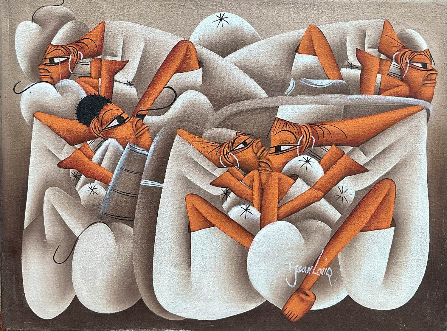 Jean Bruno Louisius - Zonder titel, figuren, gesigneerd kopen? Bied vanaf 50!