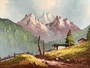 Niet of onleesbaar gesigneerd - Alpenlandaschap. verkocht voor € 1!