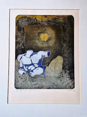 Manuel Menan - GROTE Ets & Aquatint "from your ivory tower" -1974- gesigneerd verkauft für € 57!