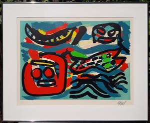 Karel Appel - Apres-midi d’un singe sur la place de l’école, litho (netjes ingelijst) kopen? Bied vanaf 1150!