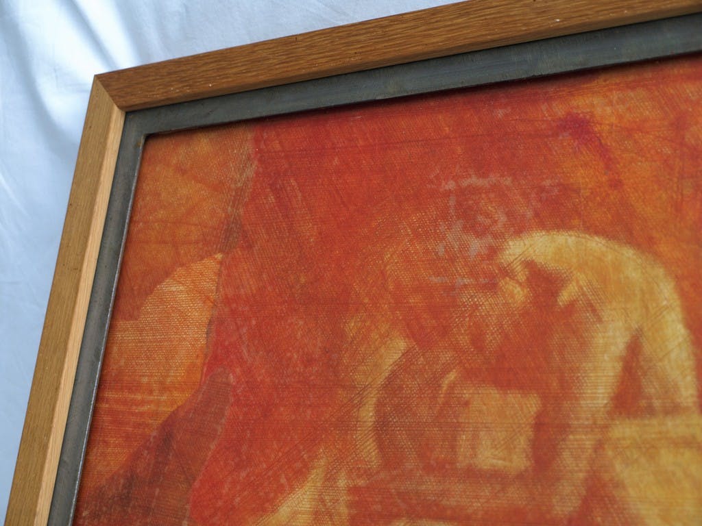 Niet of onleesbaar gesigneerd - Onbekende techniek , Vrouw in oranje, Ballet ?– 54 x 54 cm  kopen? Bied vanaf 50!