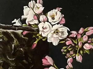 Jan Teunissen - Prunusbloesem op een bemoste steen kopen? Bied vanaf 400!